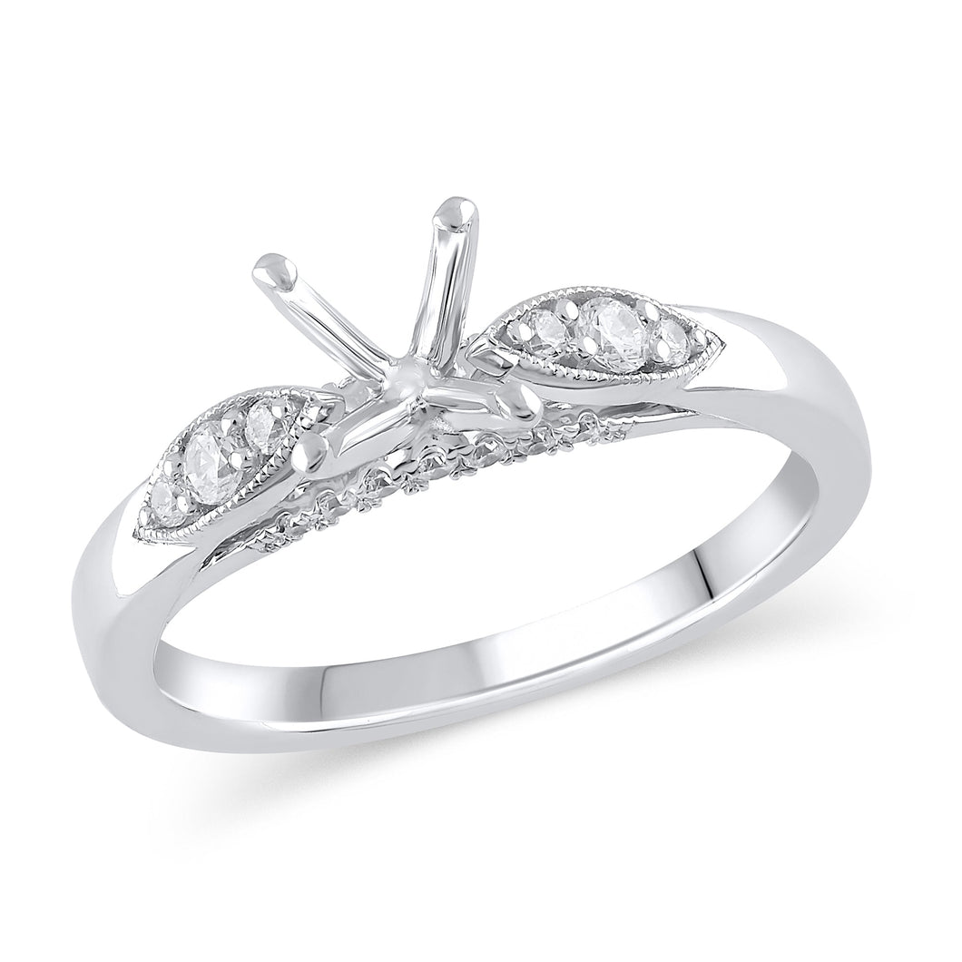 1/2ctw Diamond Milgrain Accent White Gold Engagement Ring Setting - Design Collection - Size 5