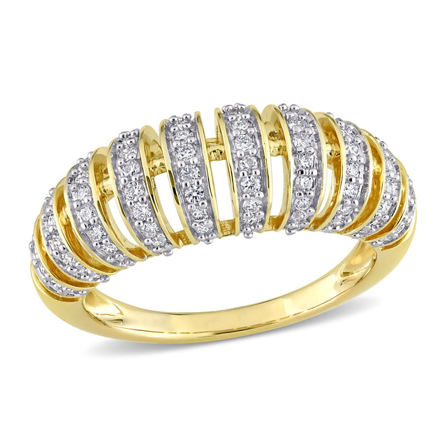 1/2ctw Diamond Multi-Row Yellow Gold Fashion Ring - Size 7.5