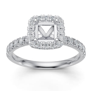 1/2ctw Diamond Princess Halo White Gold Engagement Ring Setting - Size 5