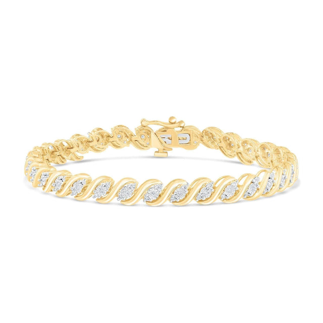 1/2ctw Diamond S-Link Yellow Gold Tennis Bracelet | 7 Inches