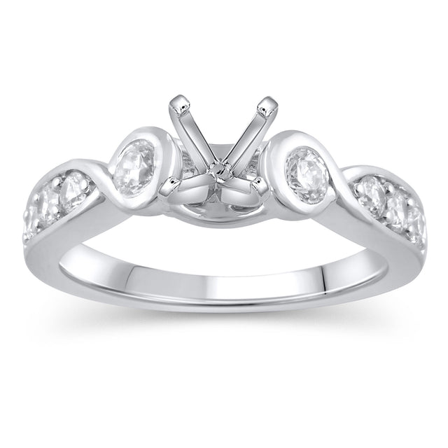 1/2ctw Diamond Scroll White Gold Engagement Ring Setting - Design Collection - Size 5