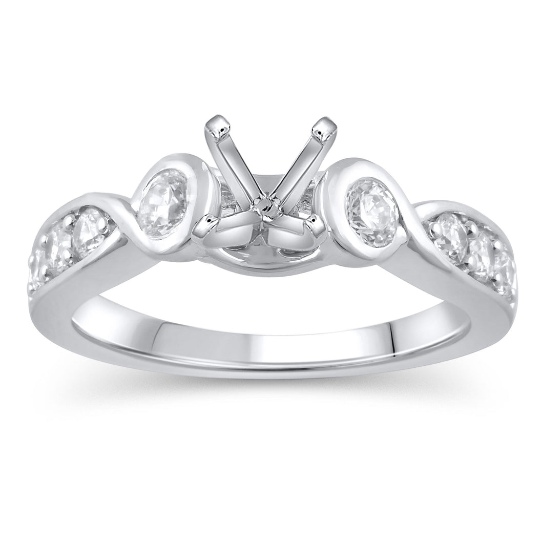 1/2ctw Diamond Scroll White Gold Engagement Ring Setting - Design Collection - Size 5