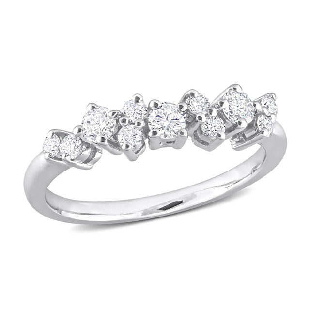 1/2ctw Diamond Semi-Eternity Platinum Ring - Size 6