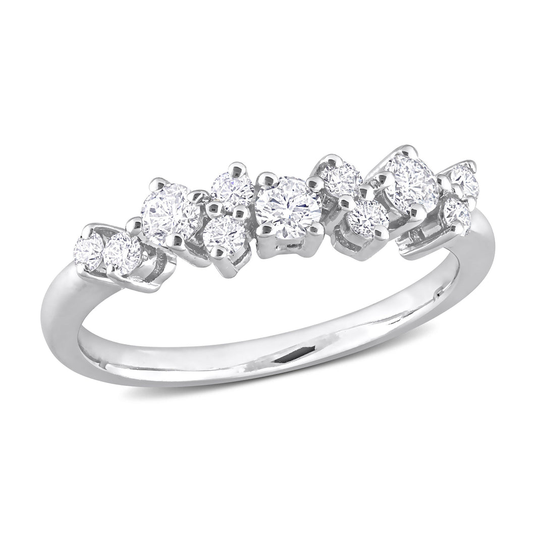 1/2ctw Diamond Semi-Eternity Platinum Ring - Size 6