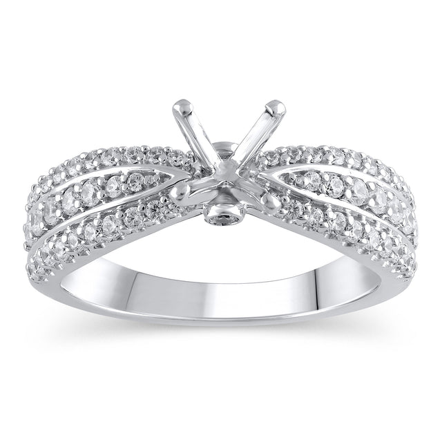 1/2ctw Diamond Three-Row White Gold Engagement Ring Setting - Design Collection - Size 6