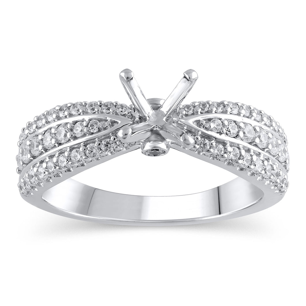 1/2ctw Diamond Three-Row White Gold Engagement Ring Setting - Design Collection - Size 6