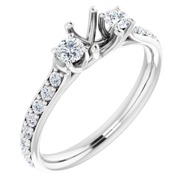 1/2ctw Diamond Three-Stone 14k White Gold Engagement Ring Setting