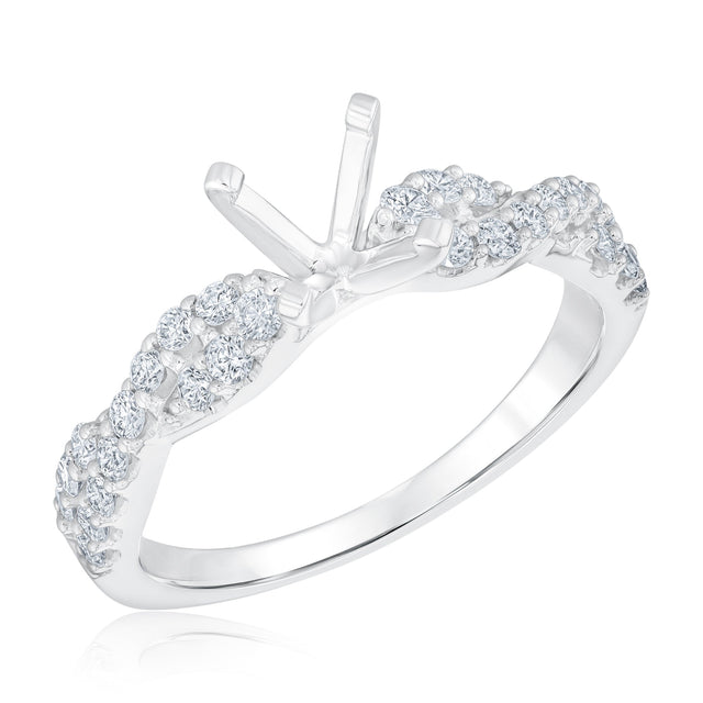 1/2ctw Diamond Twist White Gold Engagement Ring Setting - Design Collection - Size 5