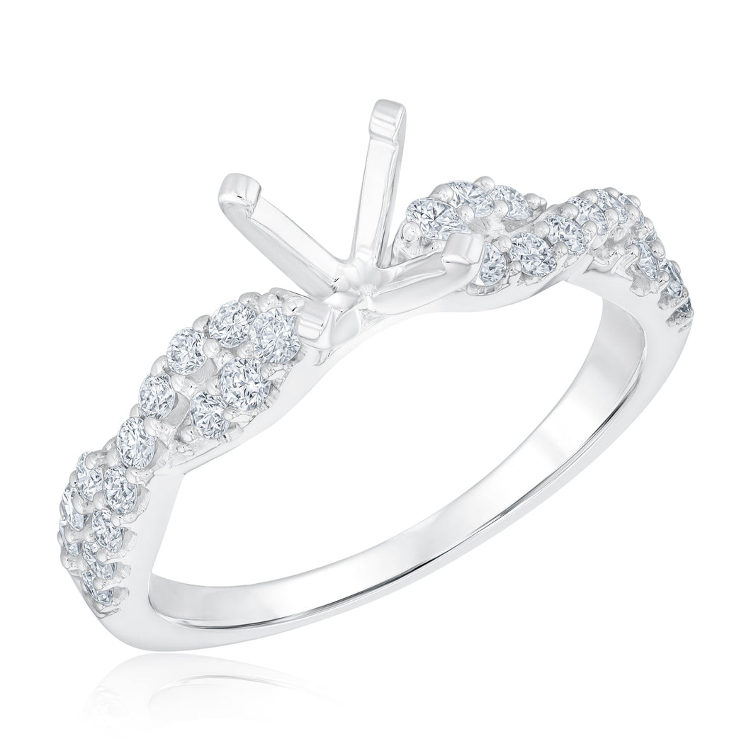 1/2ctw Diamond Twist White Gold Engagement Ring Setting - Design Collection - Size 5