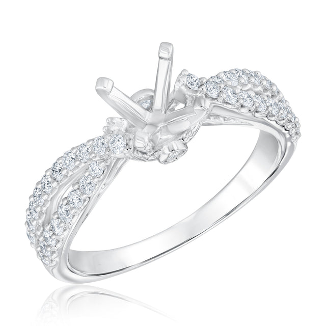 1/2ctw Diamond Twist White Gold Engagement Ring Setting - Design Collection - Size 9