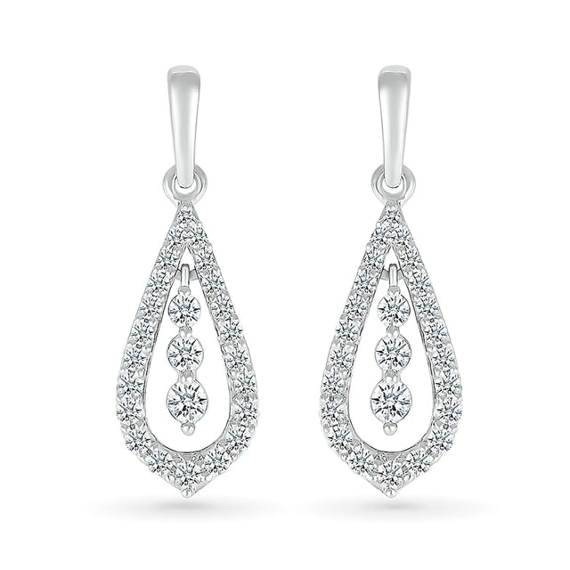 1/2ctw Diamond White Gold Drop Earrings