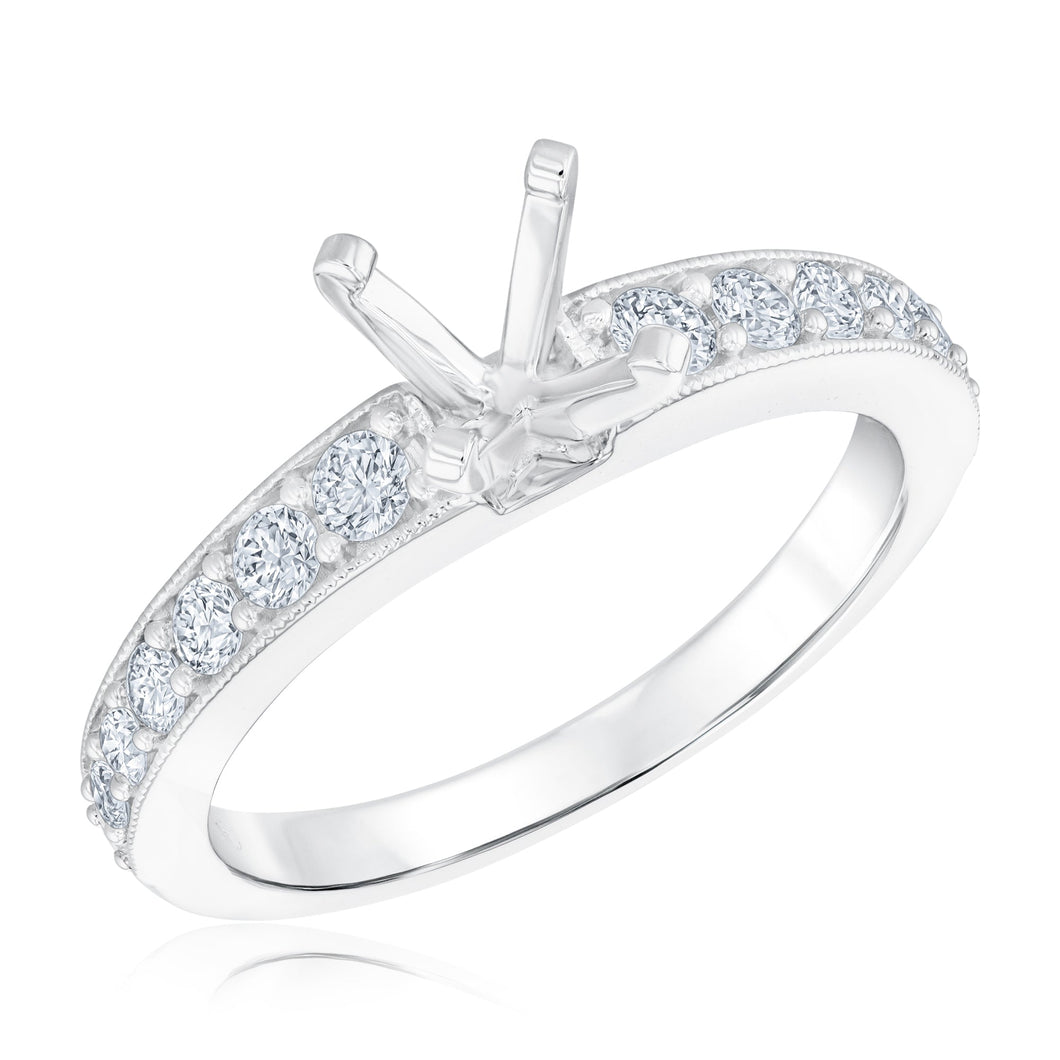 1/2ctw Diamond White Gold Engagement Ring Setting - Design Collection - Size 5