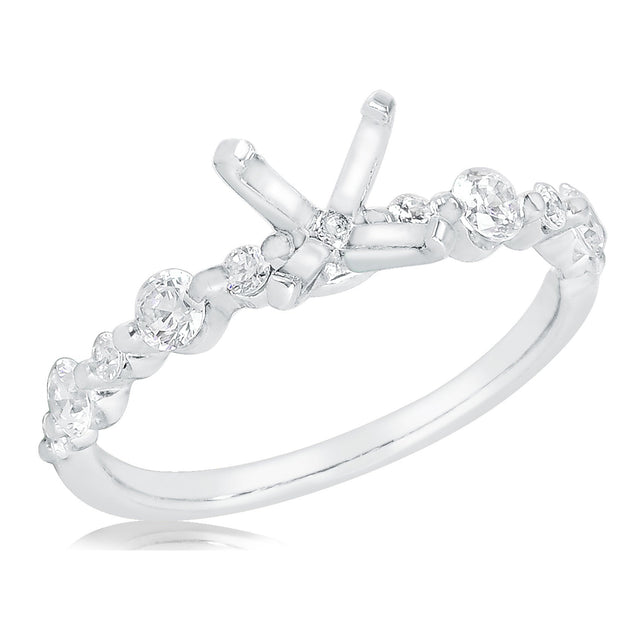 1/2ctw Diamond White Gold Engagement Ring Setting - Size 5.5