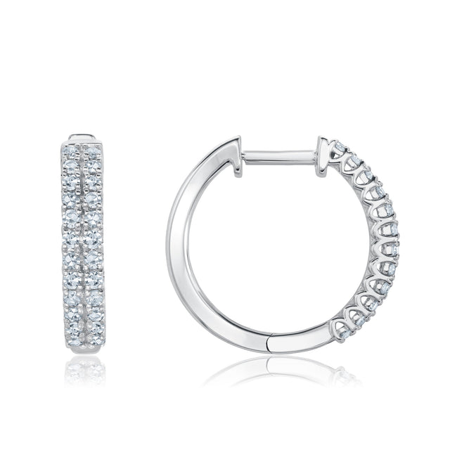 1/2ctw Diamond White Gold Hoop Earrings