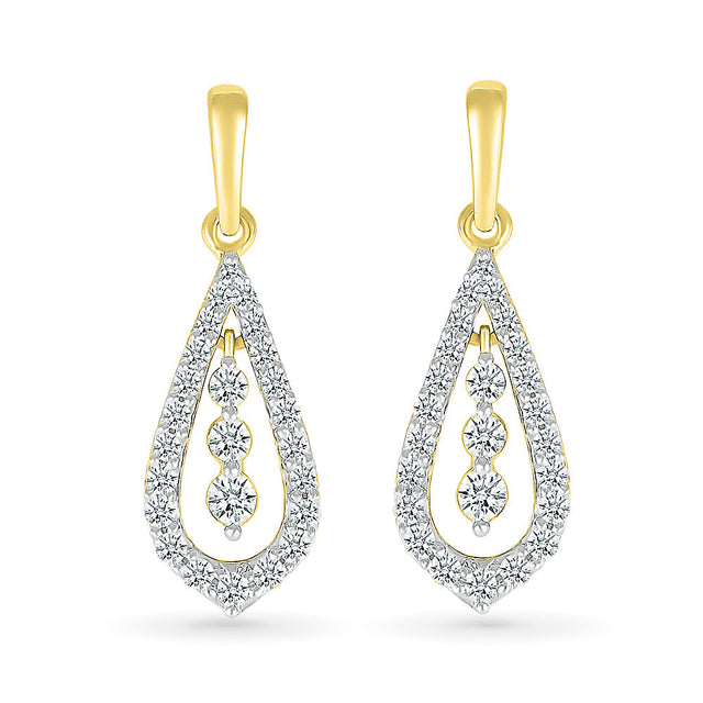 1/2ctw Diamond Yellow Gold Drop Earrings