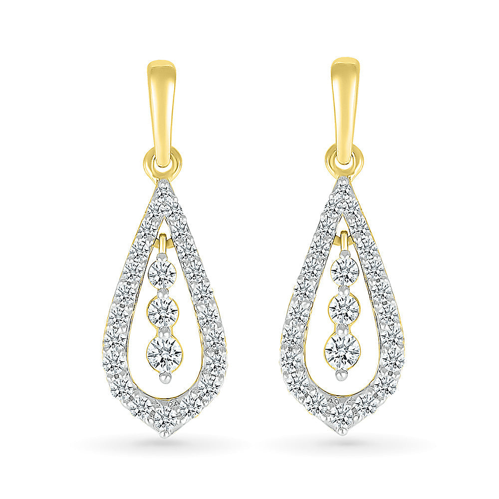 1/2ctw Diamond Yellow Gold Drop Earrings