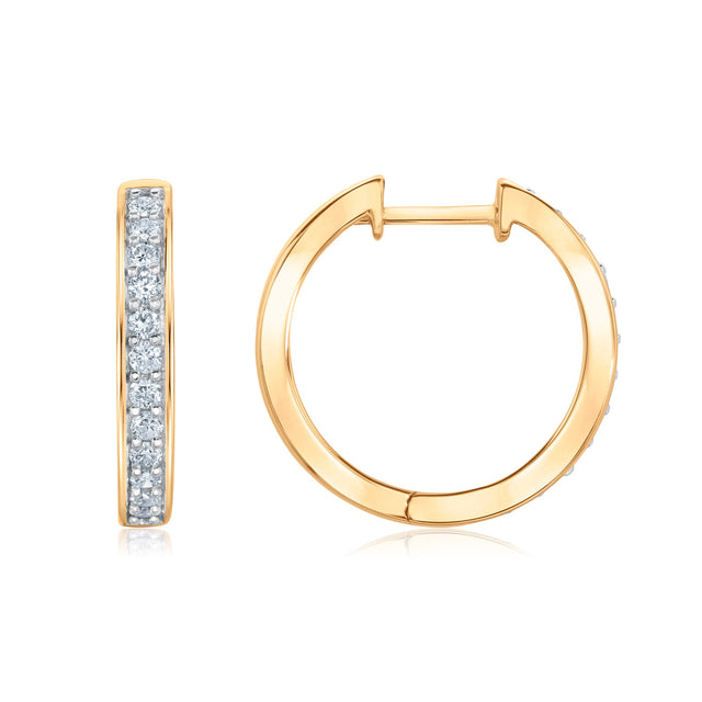 1/2ctw Diamond Yellow Gold Hoop Earrings
