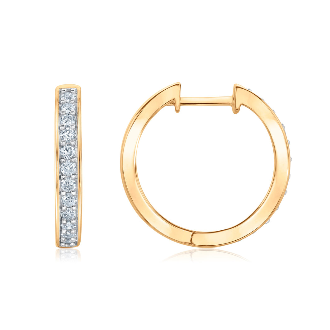 1/2ctw Diamond Yellow Gold Hoop Earrings