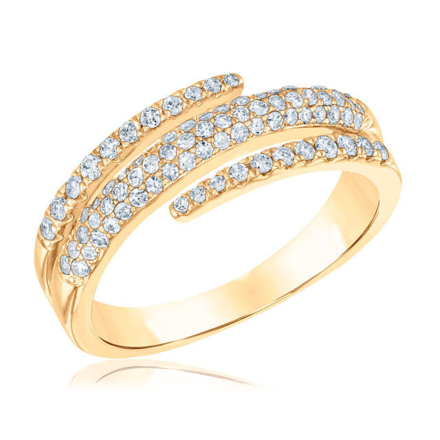1/2ctw Diamond Yellow Gold Multi-Row Bypass Ring