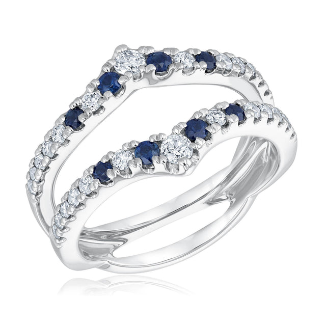 1/2ctw Diamond and Blue Sapphire White Gold Ring Guard | Embrace Collection