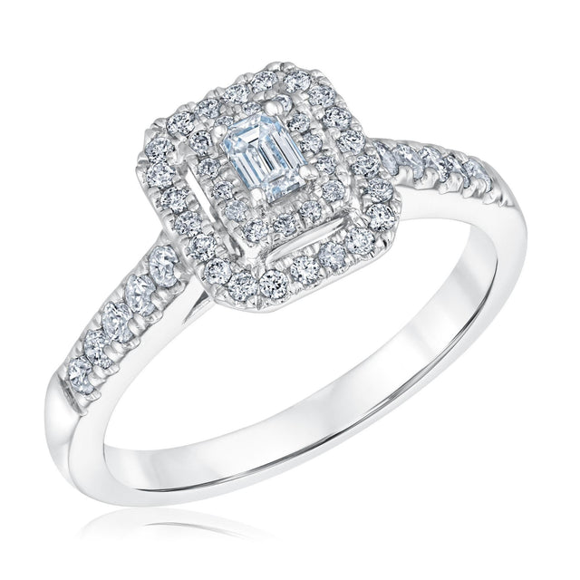 1/2ctw Emerald Diamond Halow White Gold Engagement Ring | Couture Collection
