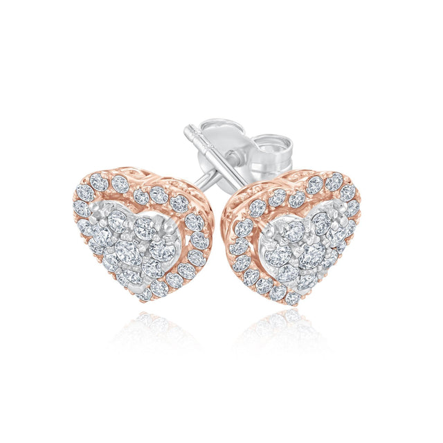 1/2ctw Heart Lab Grown Diamond Two-Tone Earrings