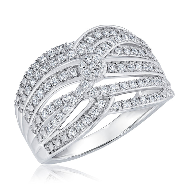 1/2ctw Lab Grown Diamond Sterling Silver Multi-Row Ring