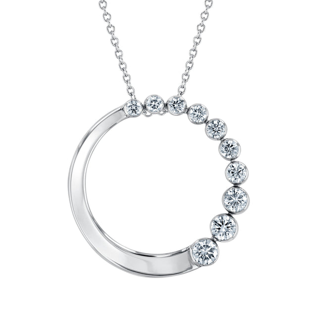 1/2ctw Lab Grown Diamond White Gold Circle Pendant Necklace