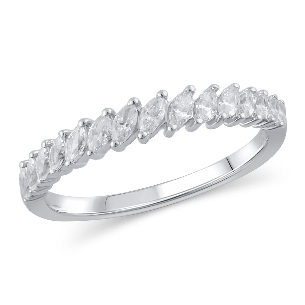 1/2ctw Marquise Diamond White Gold Anniversary Band - Embrace Collection - Size 6