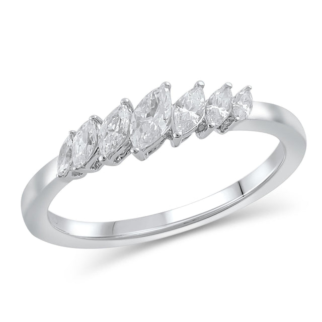 1/2ctw Marquise Diamond White Gold Band - Embrace Collection - Size 5