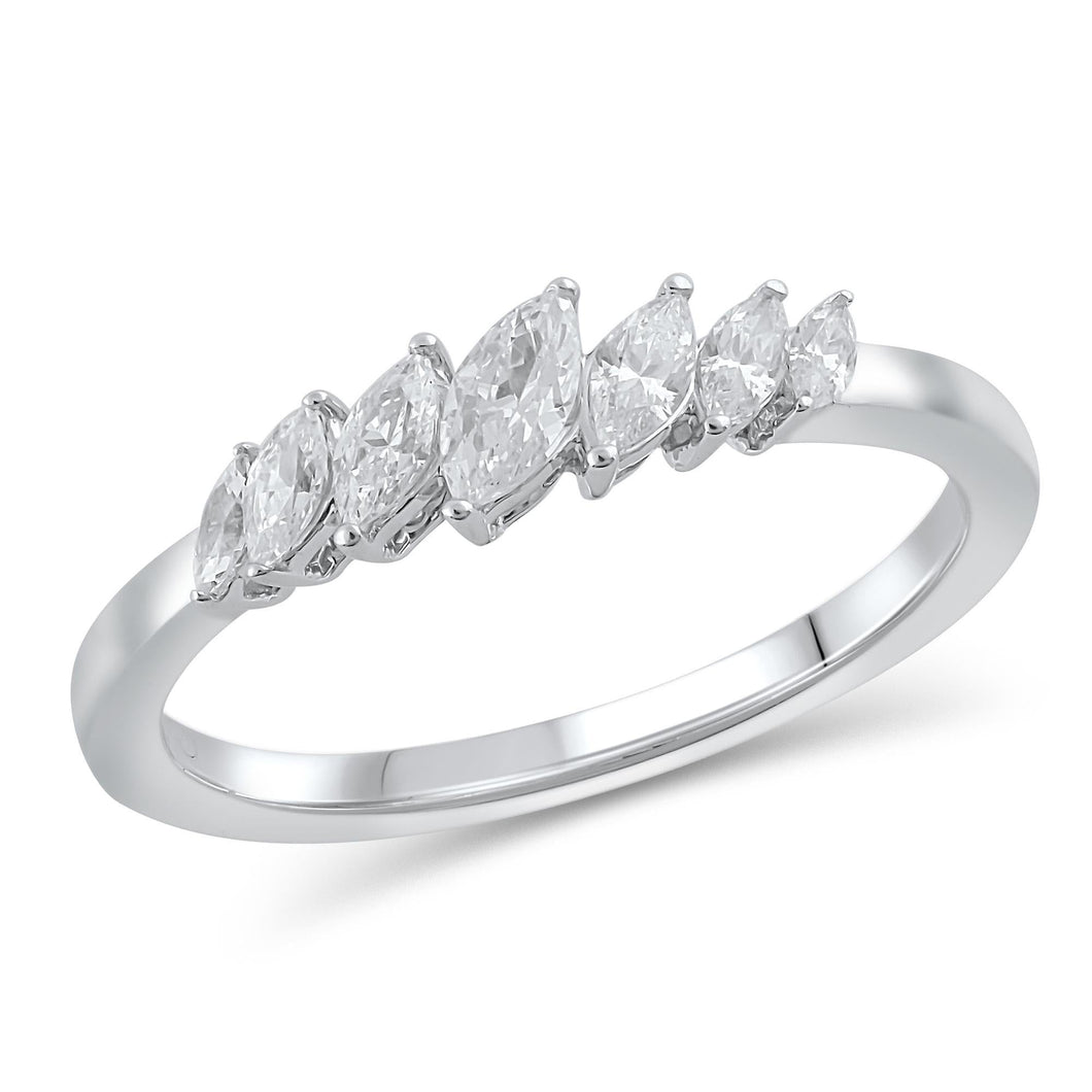1/2ctw Marquise Diamond White Gold Band - Embrace Collection - Size 5