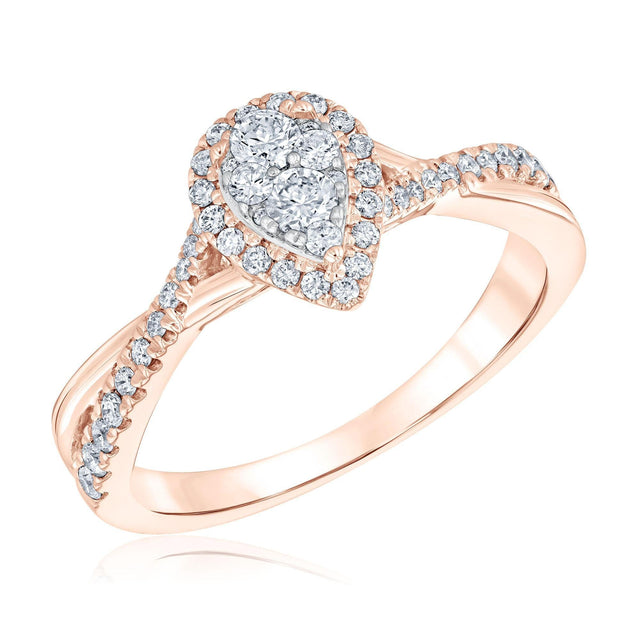 1/2ctw Pear Diamond Composite Rose Gold Engagement Ring | Glow Collection
