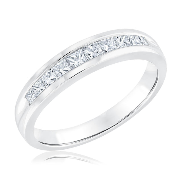 1/2ctw Princess Diamond Channel Set White Gold Wedding Band | Embrace Collection