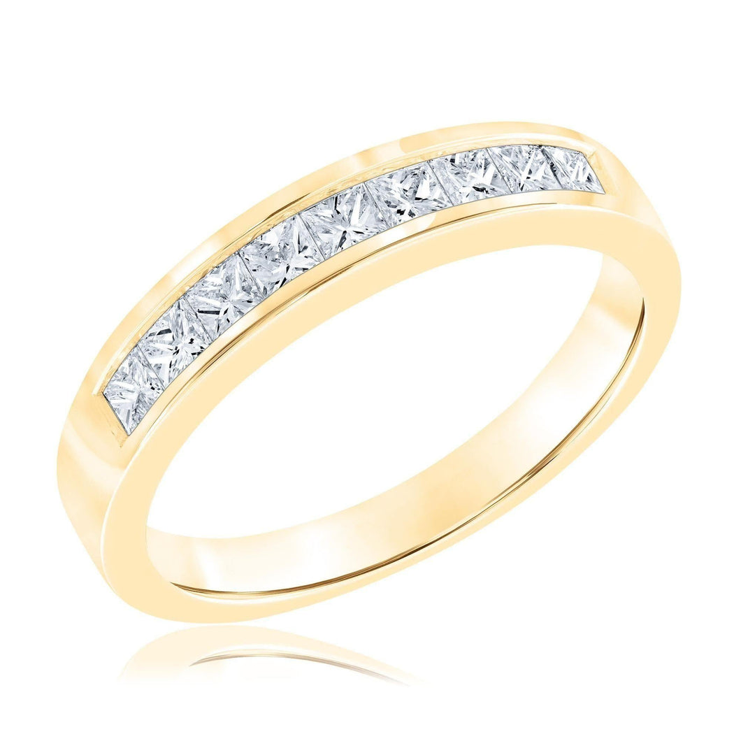 1/2ctw Princess Diamond Channel Set Yellow Gold Wedding Band | Embrace Collection