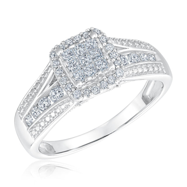 1/2ctw Princess Diamond Composite White Gold Engagement Ring | Harmony Collection