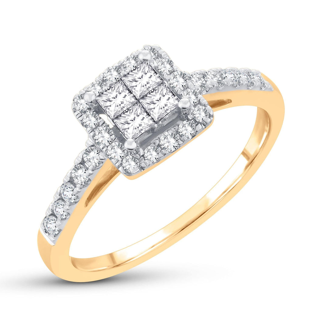 1/2ctw Princess Diamond Yellow Gold Engagement Ring - Glow Collection - Size 6