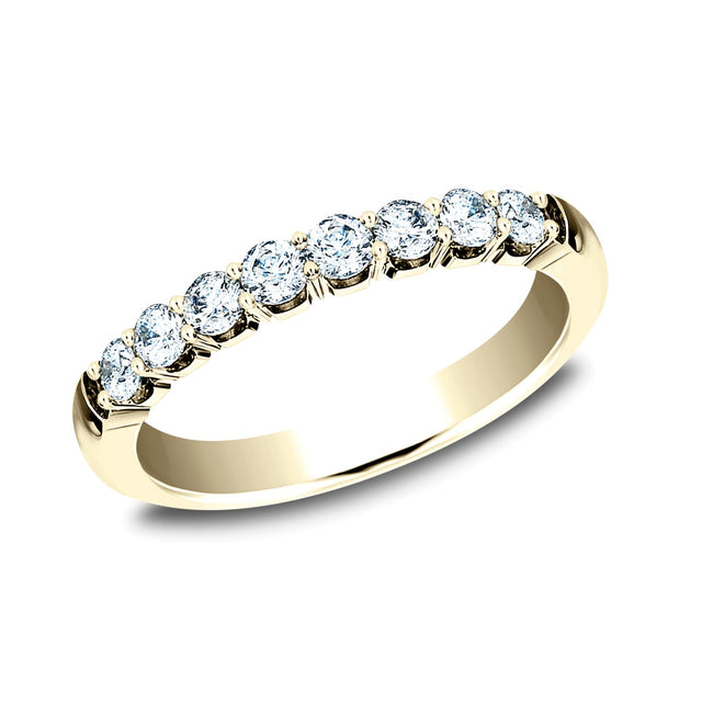 1/2ctw Round Diamond Crescent Shared Prong Yellow Gold Wedding Band 2.5mm - Size 4