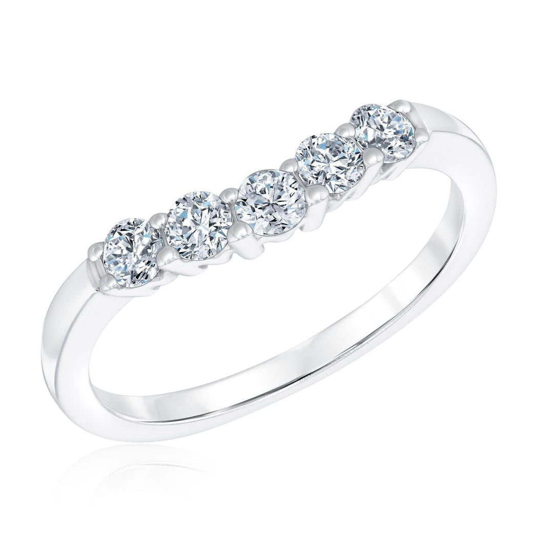 1/2ctw Round Diamond Curved White Gold Wedding Band | Embrace Collection