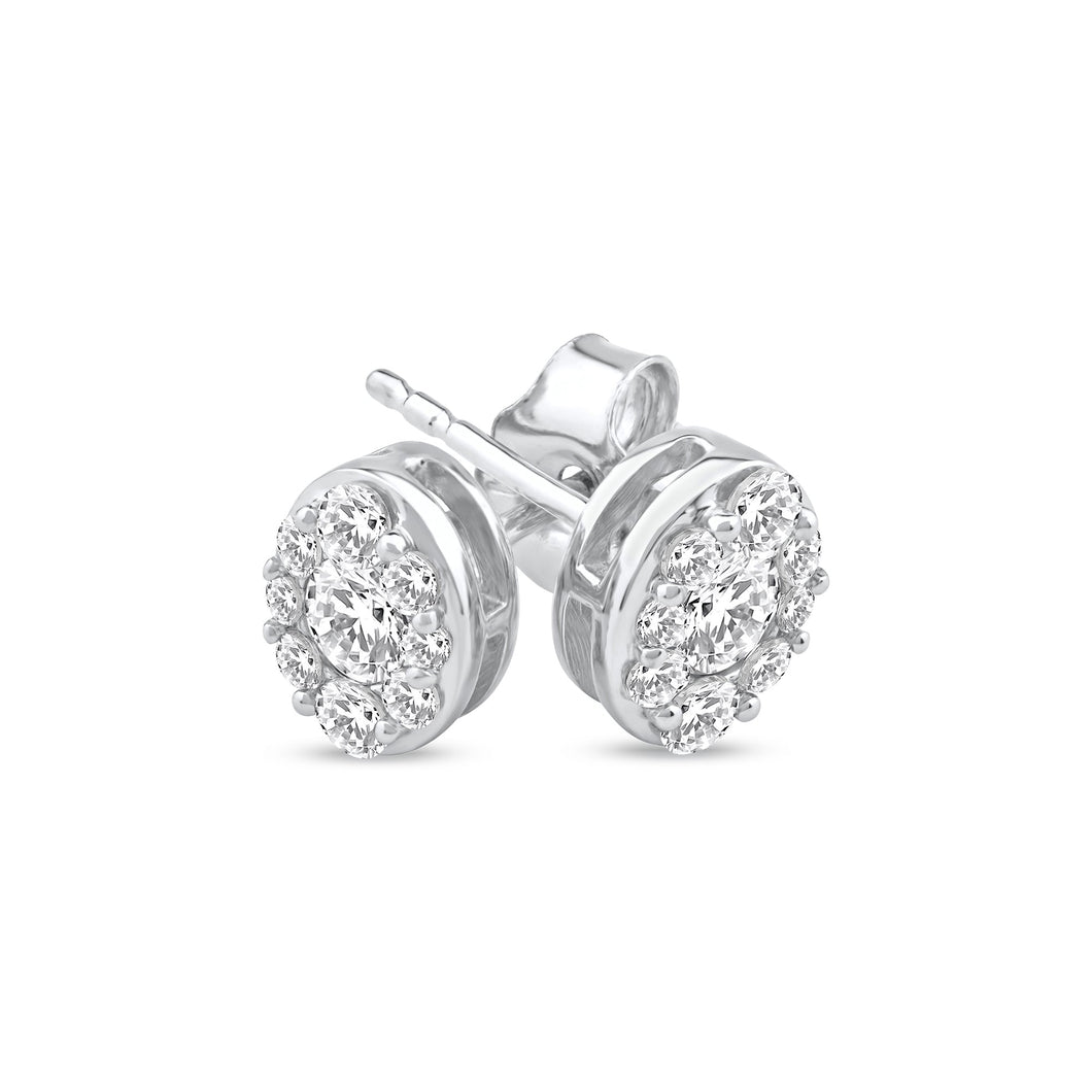 1/2ctw Round Diamond Halo White Gold Stud Earrings