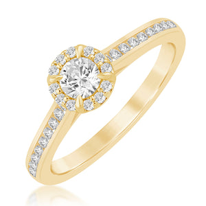 1/2ctw Round Diamond Halo Yellow Gold Engagement Ring - Glow Collection