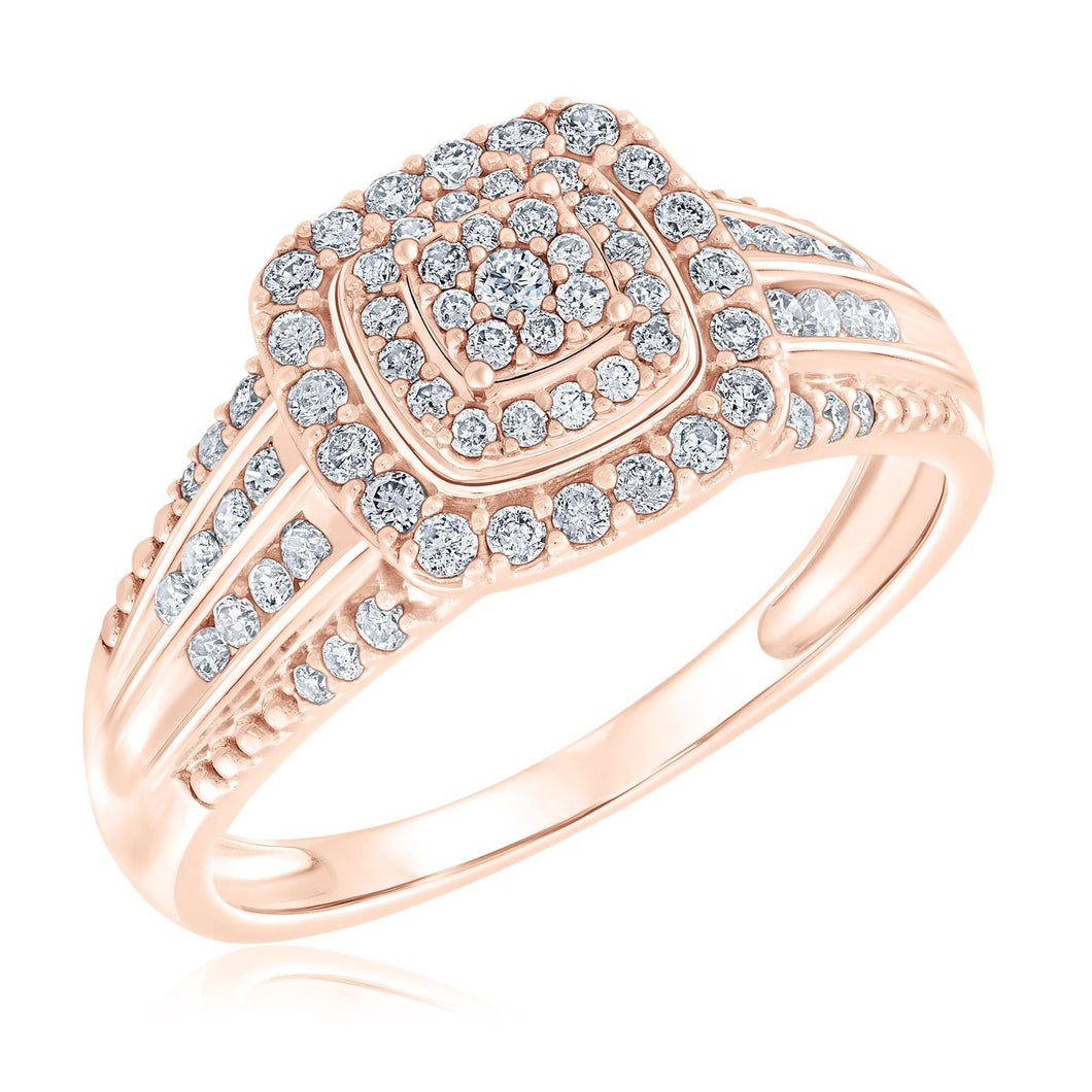 1/2ctw Round Diamond Multi-Row Rose Gold Engagement Ring - Blush Collection - Size 5