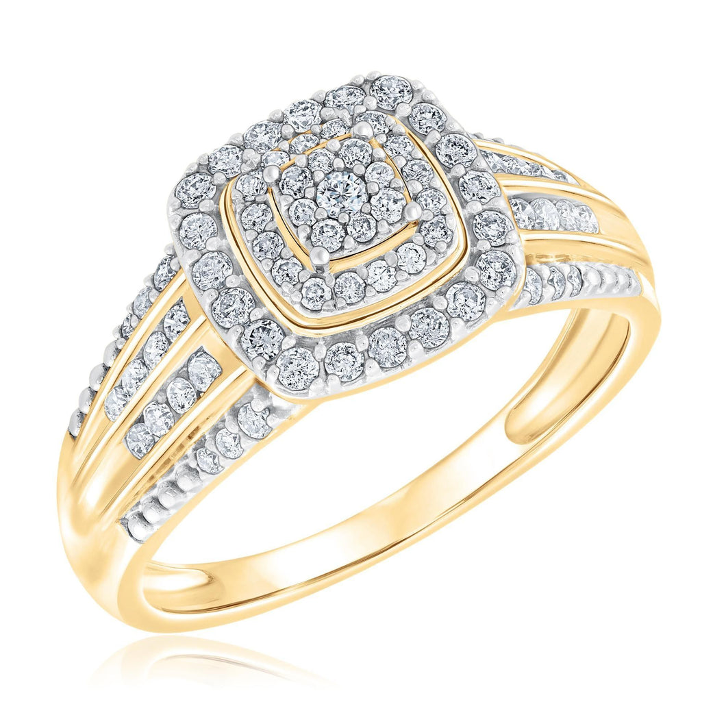 1/2ctw Round Diamond Multi-Row Yellow Gold Engagement Ring - Glow Collection - Size 5