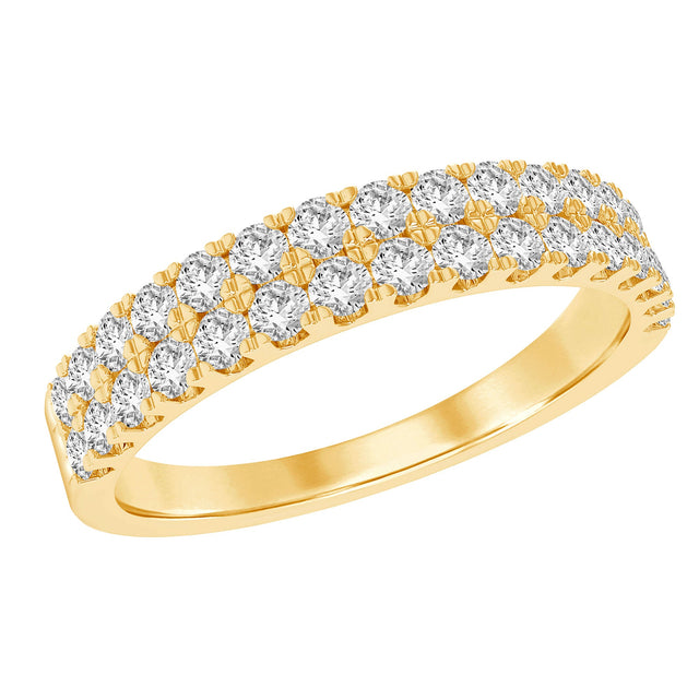 1/2ctw Round Diamond Prong-Set Double Row Yellow Gold Band - Embrace Collection - Size 5