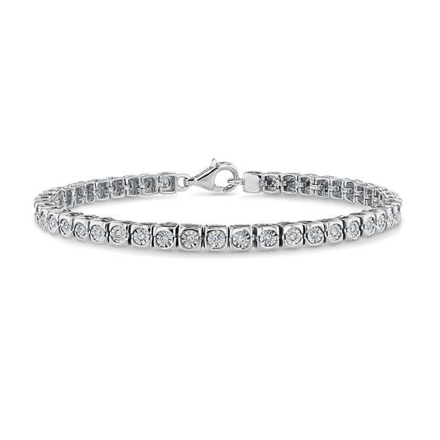 1/2ctw Round Diamond Sterling Silver Tennis Bracelet