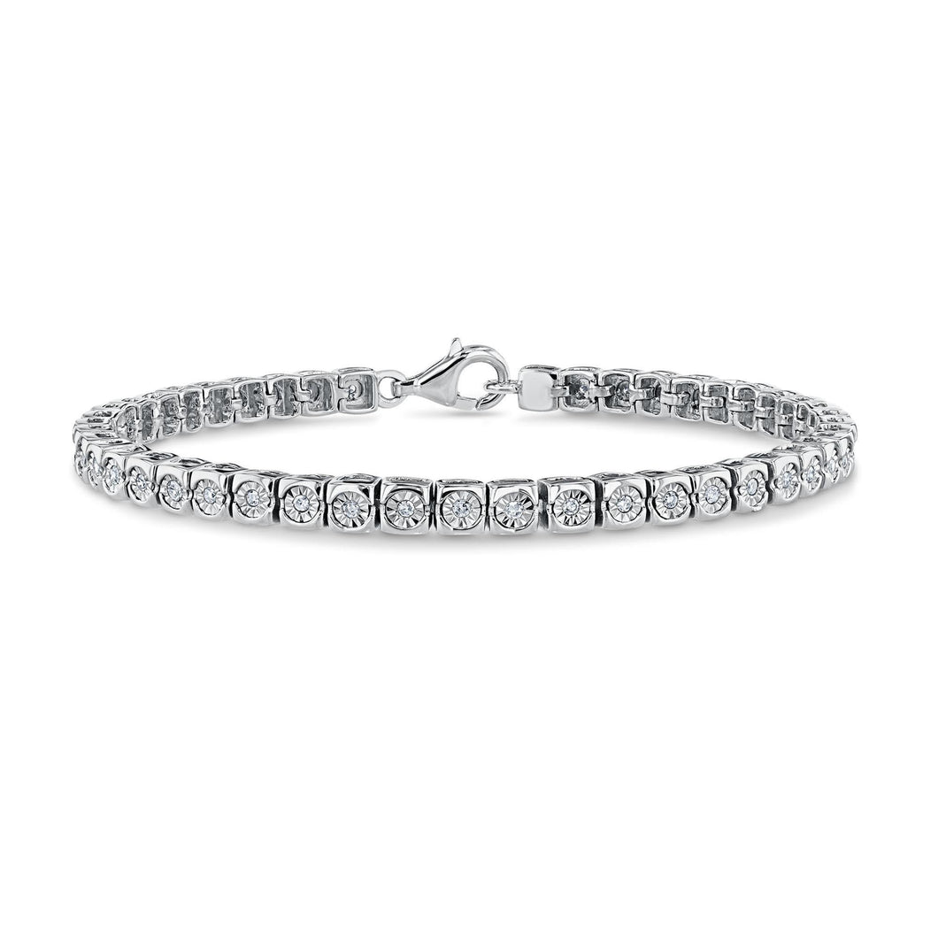 1/2ctw Round Diamond Sterling Silver Tennis Bracelet