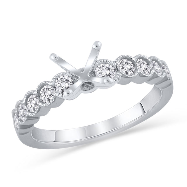 1/2ctw Round Diamond Vintage-Inspired White Gold Engagement Ring Setting | Design Collection | Size 5