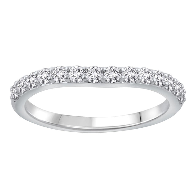 1/2ctw Round Diamond White Gold Curved Wedding Band - Embrace Collection - Size 5