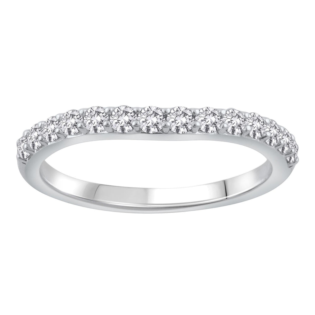 1/2ctw Round Diamond White Gold Curved Wedding Band - Embrace Collection - Size 5