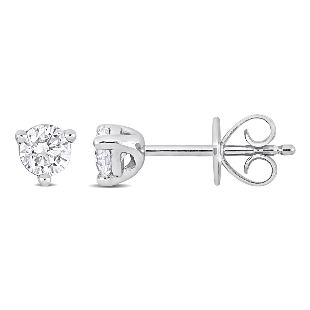 1/2ctw Round Solitaire Diamond Platinum Stud Earrings