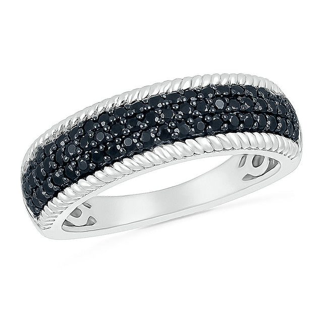 1/2ctw Treated Black Diamond Sterling Silver Fashion Ring - Size 4.5